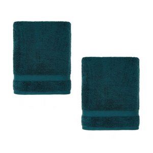 2 new FOREST GREEN Nestwell Hygro 100% Cotton 30x54 inch Bath Towels - JUNE BUG